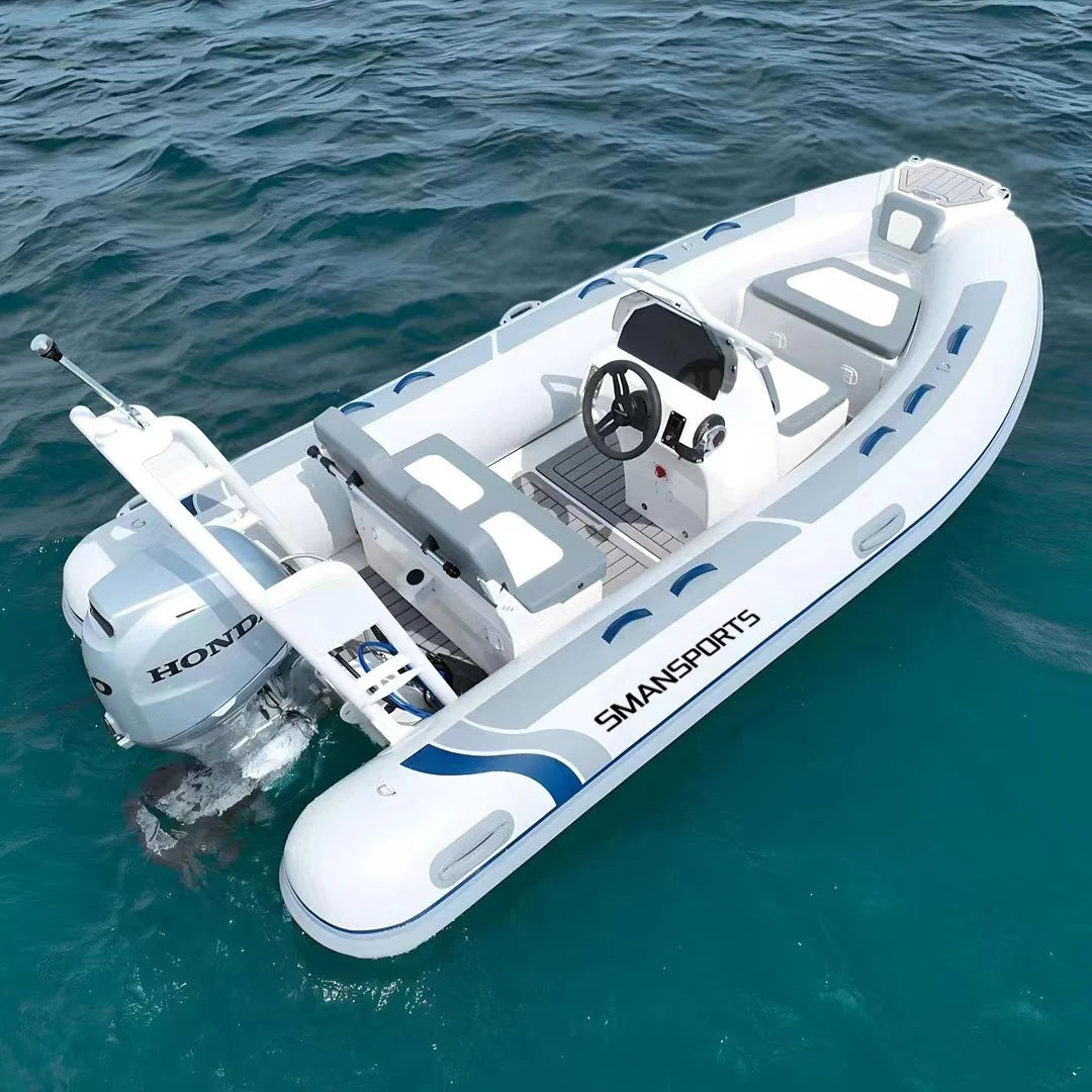 14Ft 420Cm Aluminum Hull RIB Rescue Boat PVC Hypalon Inflatable Rigid Rowing Boat
