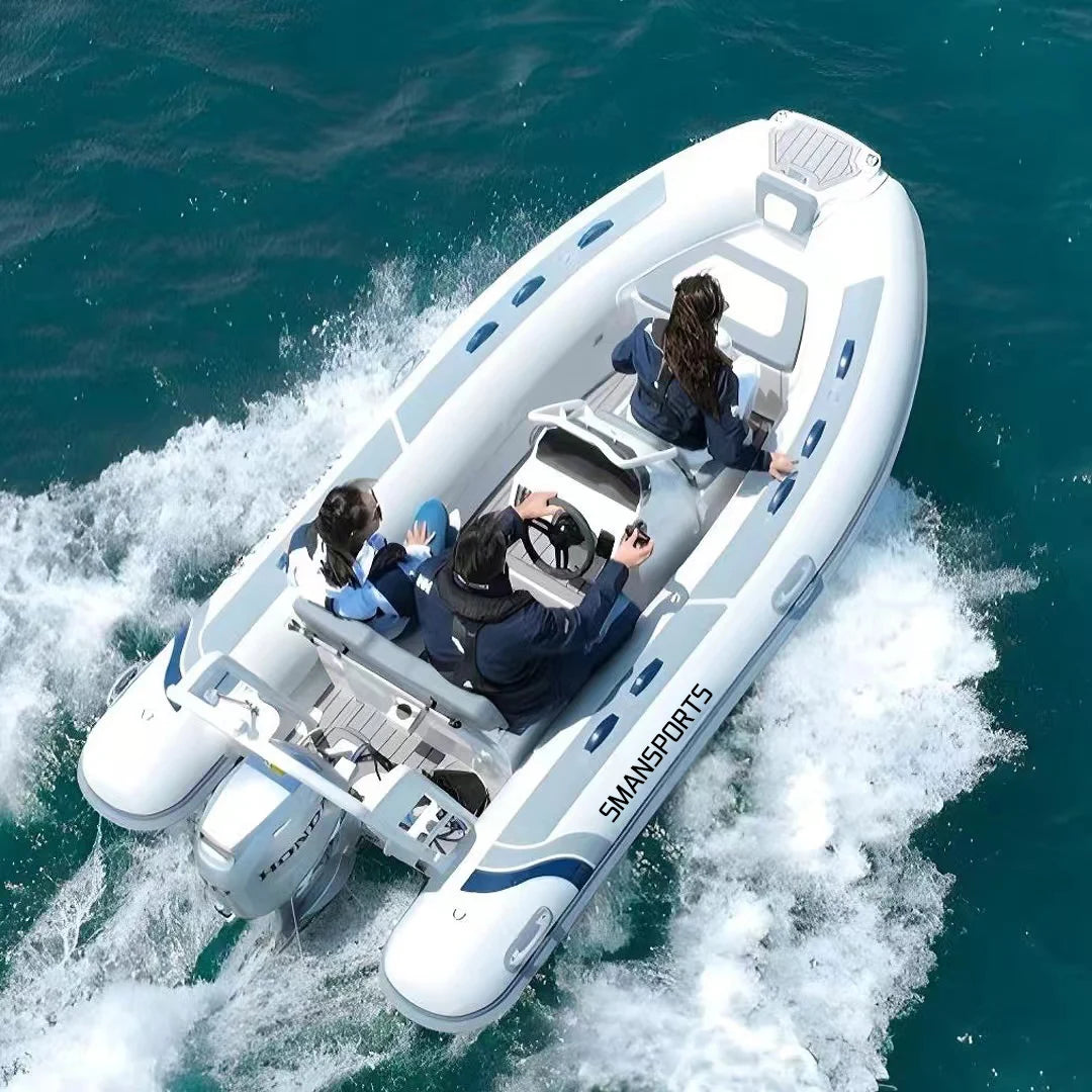 14Ft 420Cm Aluminum Hull RIB Rescue Boat PVC Hypalon Inflatable Rigid Rowing Boat