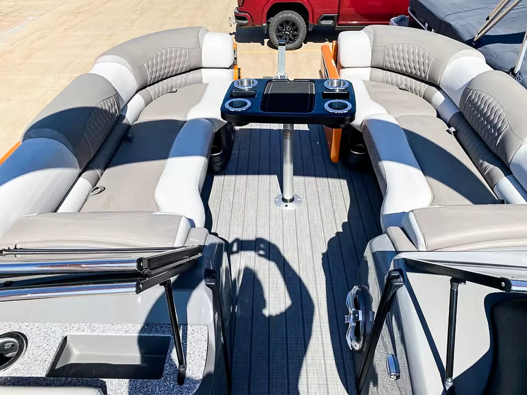 2025 22Ft Luxury Sport Pontoon Boat 12-Person with Screen Console, Lounge Table, and Electric Arch CE Certified