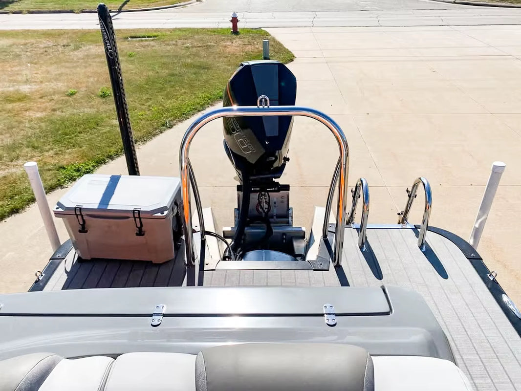 2025 22Ft Luxury Sport Pontoon Boat 12-Person with Screen Console, Lounge Table, and Electric Arch CE Certified
