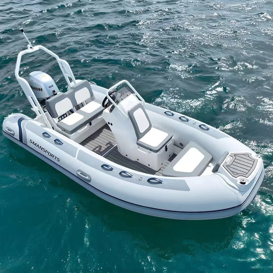 14Ft 420Cm Aluminum Hull RIB Rescue Boat PVC Hypalon Inflatable Rigid Rowing Boat