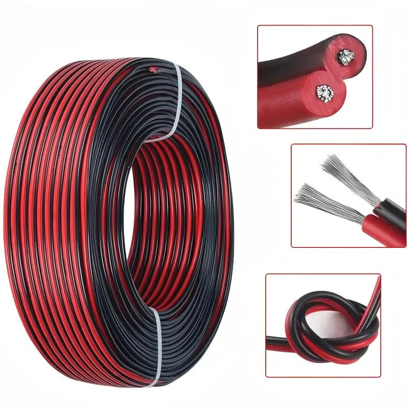 10M 2Pin 16-30AWG UL2468 Extension Red Black Cable Use for LED Strip Tape String Connect Electric Wire