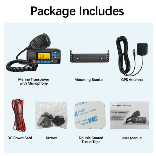 AR-509MG VHF Marine Radio Fixed Mount 25W with GPS Waterproof IP67 DCS Call USA/INT/CAN Marine Transceiver for Fishing