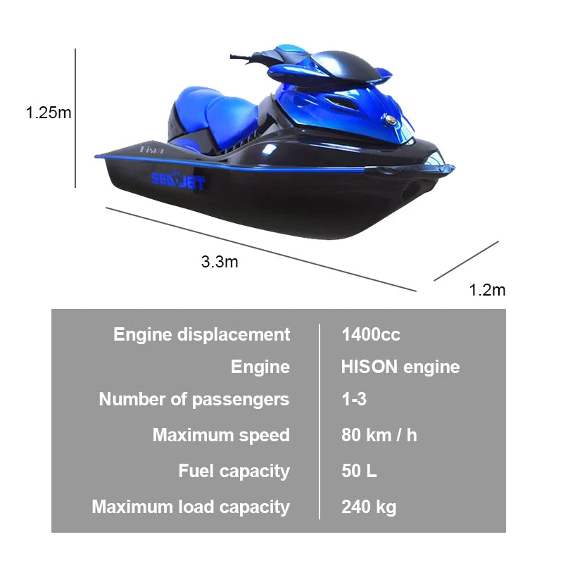 2025 HISON 4 Stroke Engine 1400Cc JTF Jet Ski Jetski Motorboat High Performance Product for Water Sports