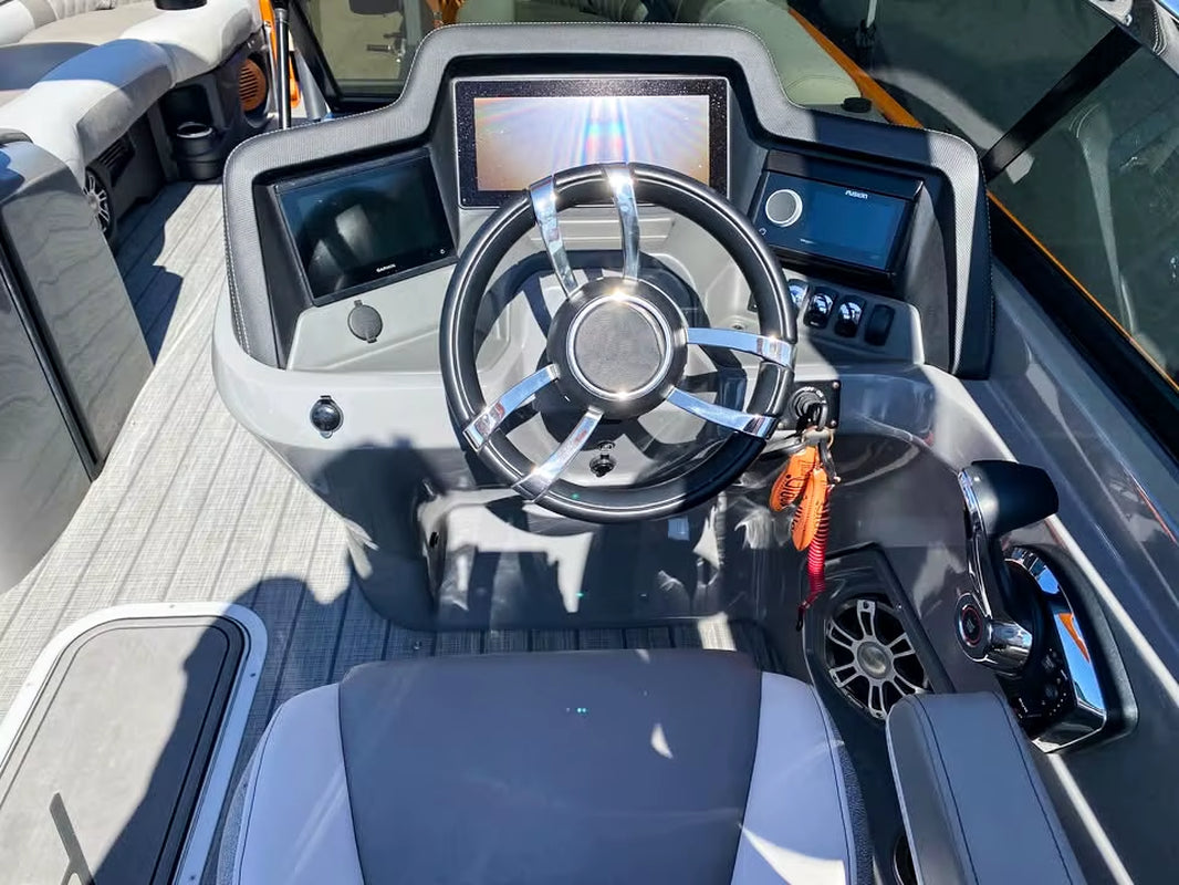 2025 22Ft Luxury Sport Pontoon Boat 12-Person with Screen Console, Lounge Table, and Electric Arch CE Certified