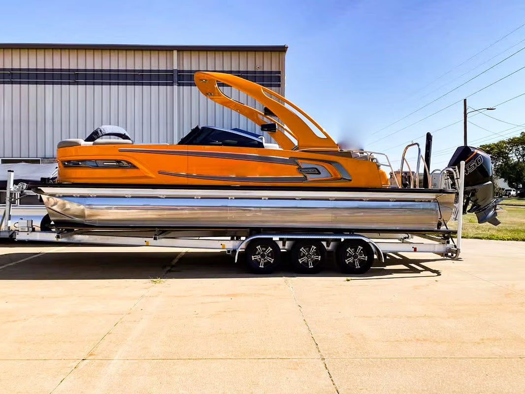 2025 22Ft Luxury Sport Pontoon Boat 12-Person with Screen Console, Lounge Table, and Electric Arch CE Certified