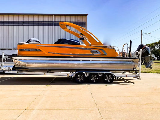 2025 22Ft Luxury Sport Pontoon Boat 12-Person with Screen Console, Lounge Table, and Electric Arch CE Certified
