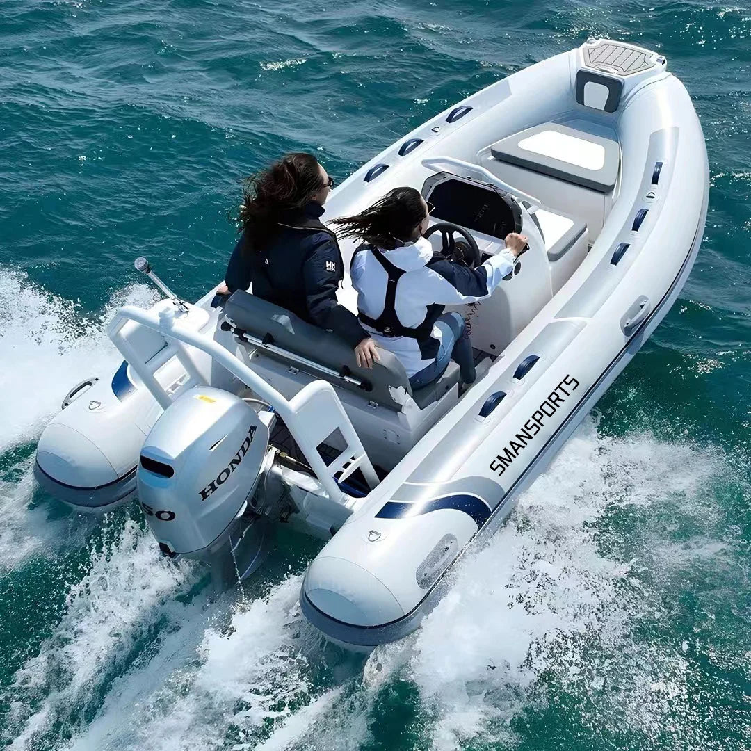 14Ft 420Cm Aluminum Hull RIB Rescue Boat PVC Hypalon Inflatable Rigid Rowing Boat
