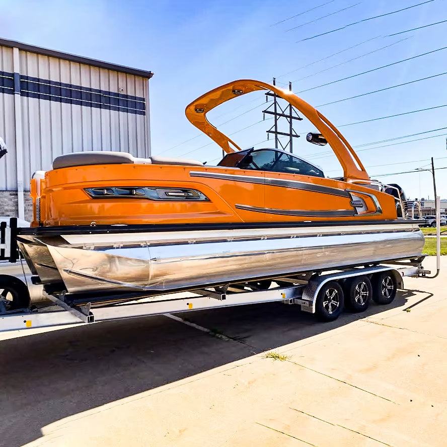 2025 22Ft Luxury Sport Pontoon Boat 12-Person with Screen Console, Lounge Table, and Electric Arch CE Certified