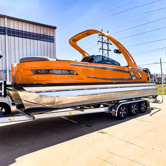 2025 22Ft Luxury Sport Pontoon Boat 12-Person with Screen Console, Lounge Table, and Electric Arch CE Certified